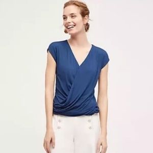 NWOT Anthropologie Bordeaux Surplice Blue Top